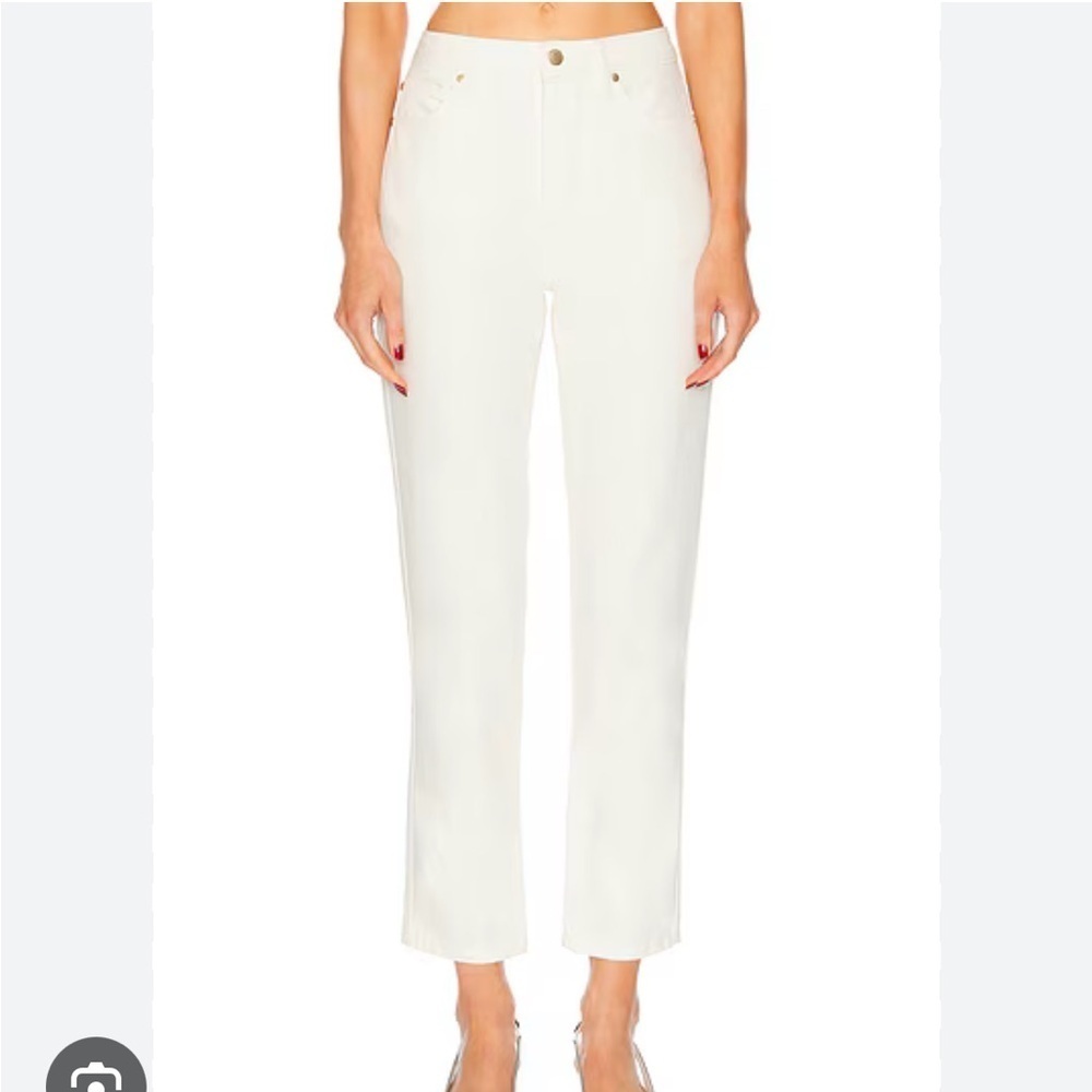 NWT NILI LOTAN Boyfriend Fray Hem Pants Jeans White 6